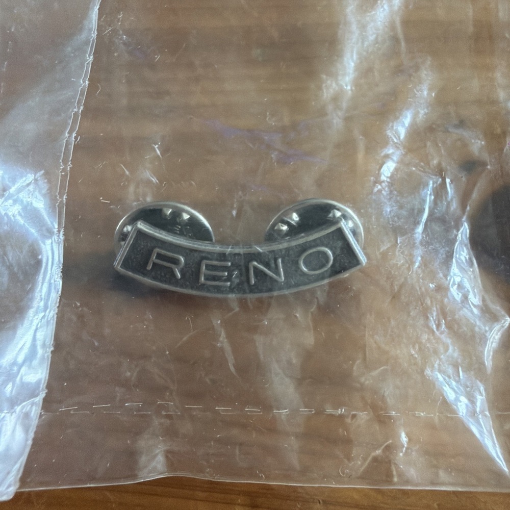Reno BIKER MOTORCYCLE SOUVENIER LAPEL PIN Double Tack